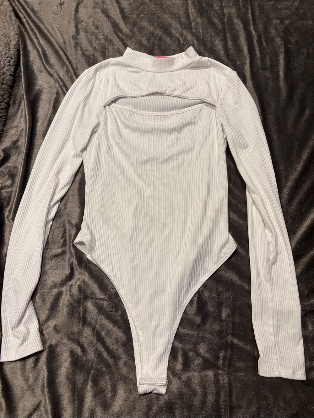 Women’s White Long-Sleeve Ribbed One-Piece Bodysuit
